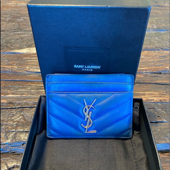 YSL (Saint Laurent) monogram leather card holder. Metal YSL initials and quilted - Picture 2 of 4